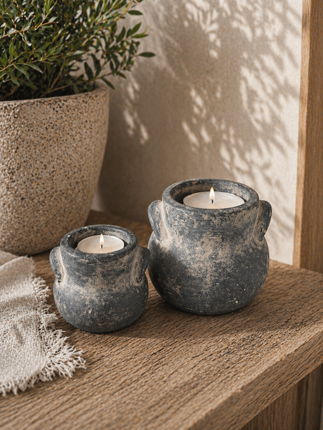 BRYNXZ Teelicht grau Keramik 12x10 cm
