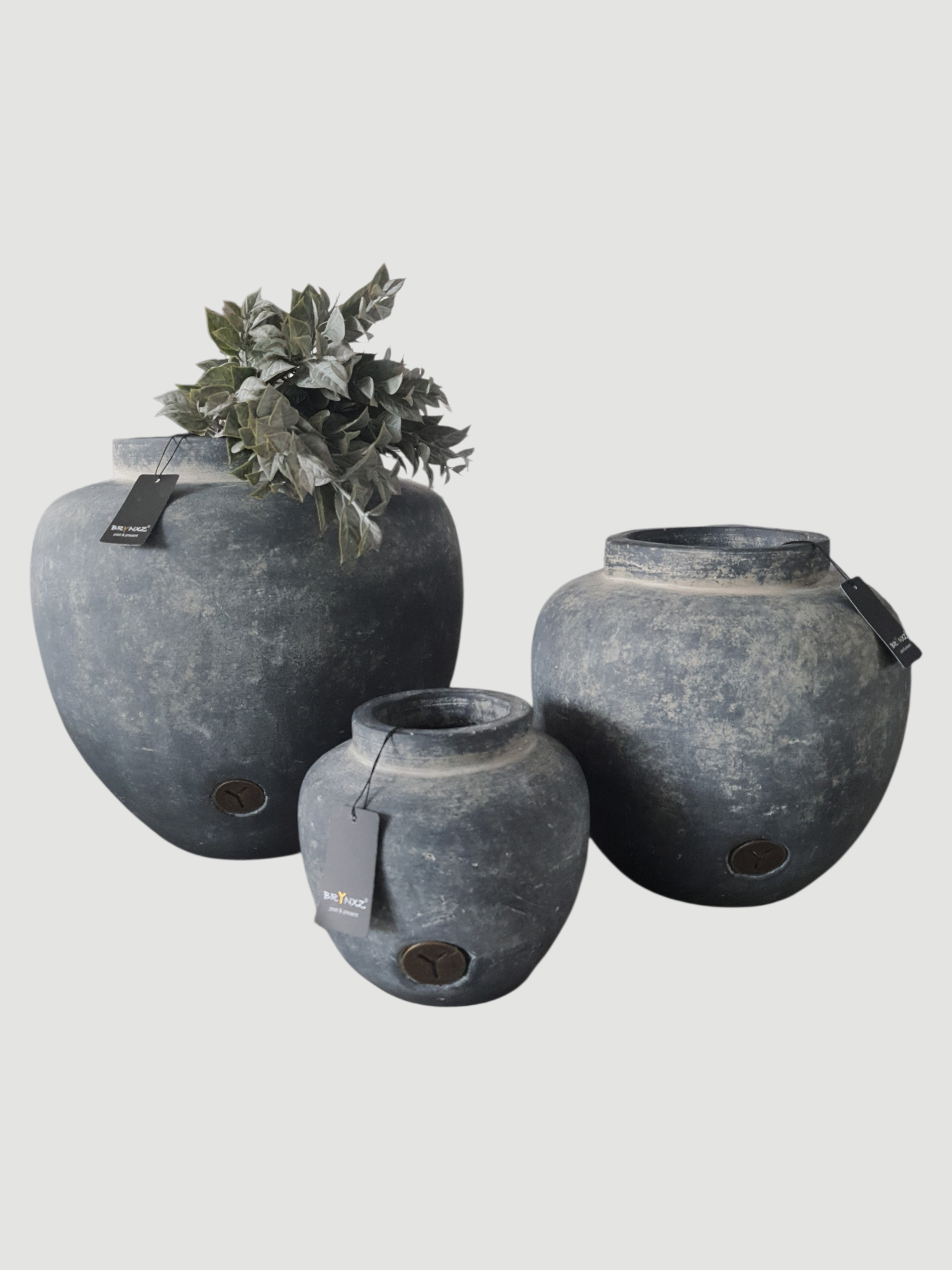 BRYNXZ Vase grau rund Keramik 28x28 cm